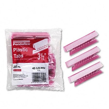 Pendaflex Pendaflex 43-1/2-PIN Hanging File Folder Tabs- 1/3 Tab- 3 1/2 in- Pink Tab/White Insert- 25/Pack 43-1/2-PIN